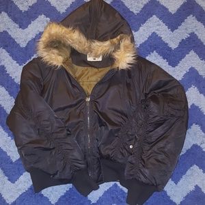 ❤️2/$60 Black Bomber Jacket Coat 2X Plus FALL AUTUMN WINTER Fits 1X also